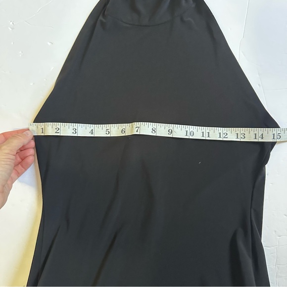 Norma Kamali Women’s Black High Neck Knit Halter Side Slit Maxi Dress- Medium - Picture 10 of 11